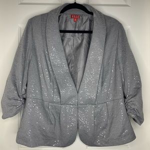 Elle Sequined Gray 3/4 sleeve Blazer.